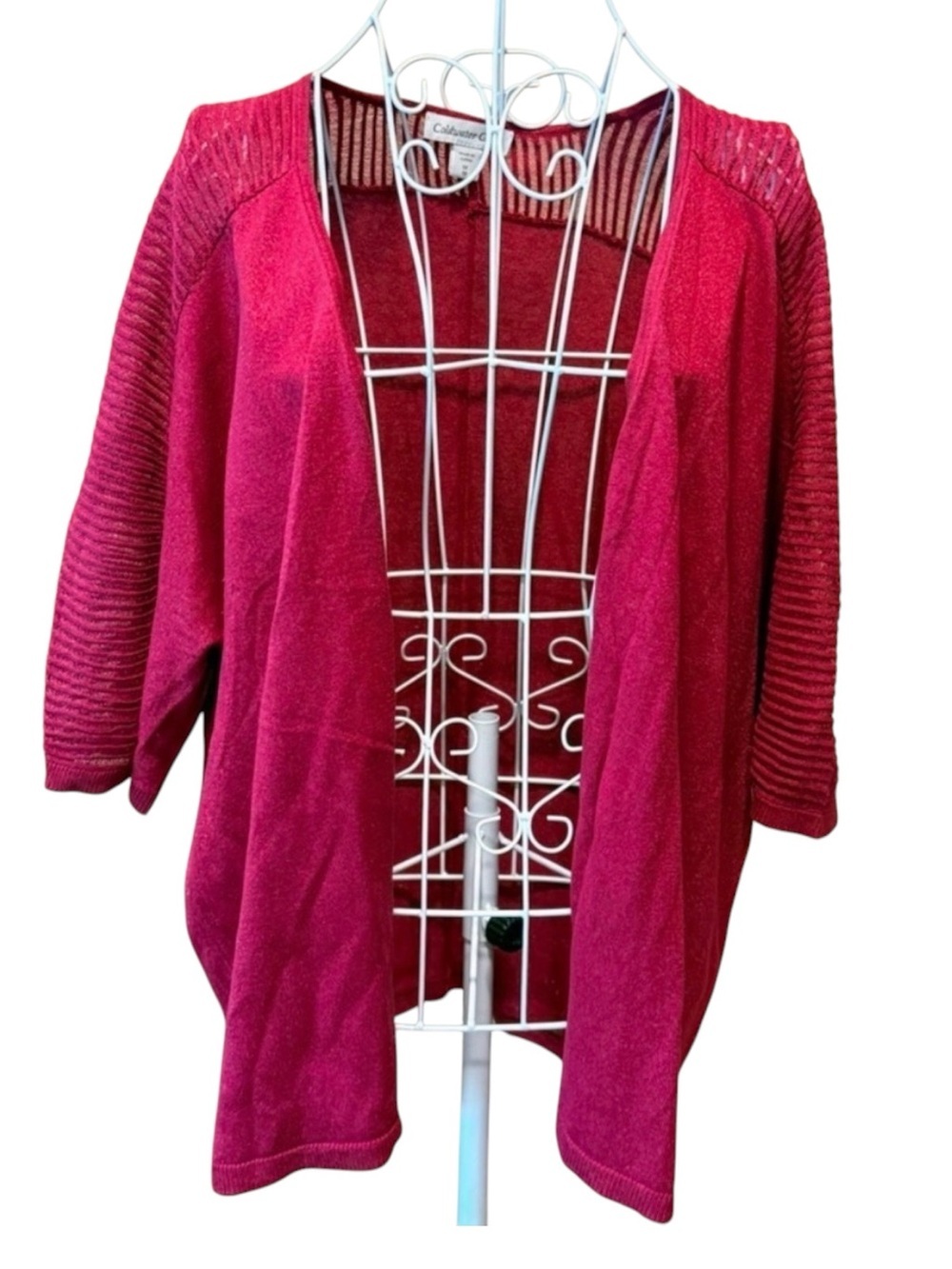 Coldwater Creek Hot Pink Silk Cardigan Plus 1X 18 Shimmer Grandmillennial
